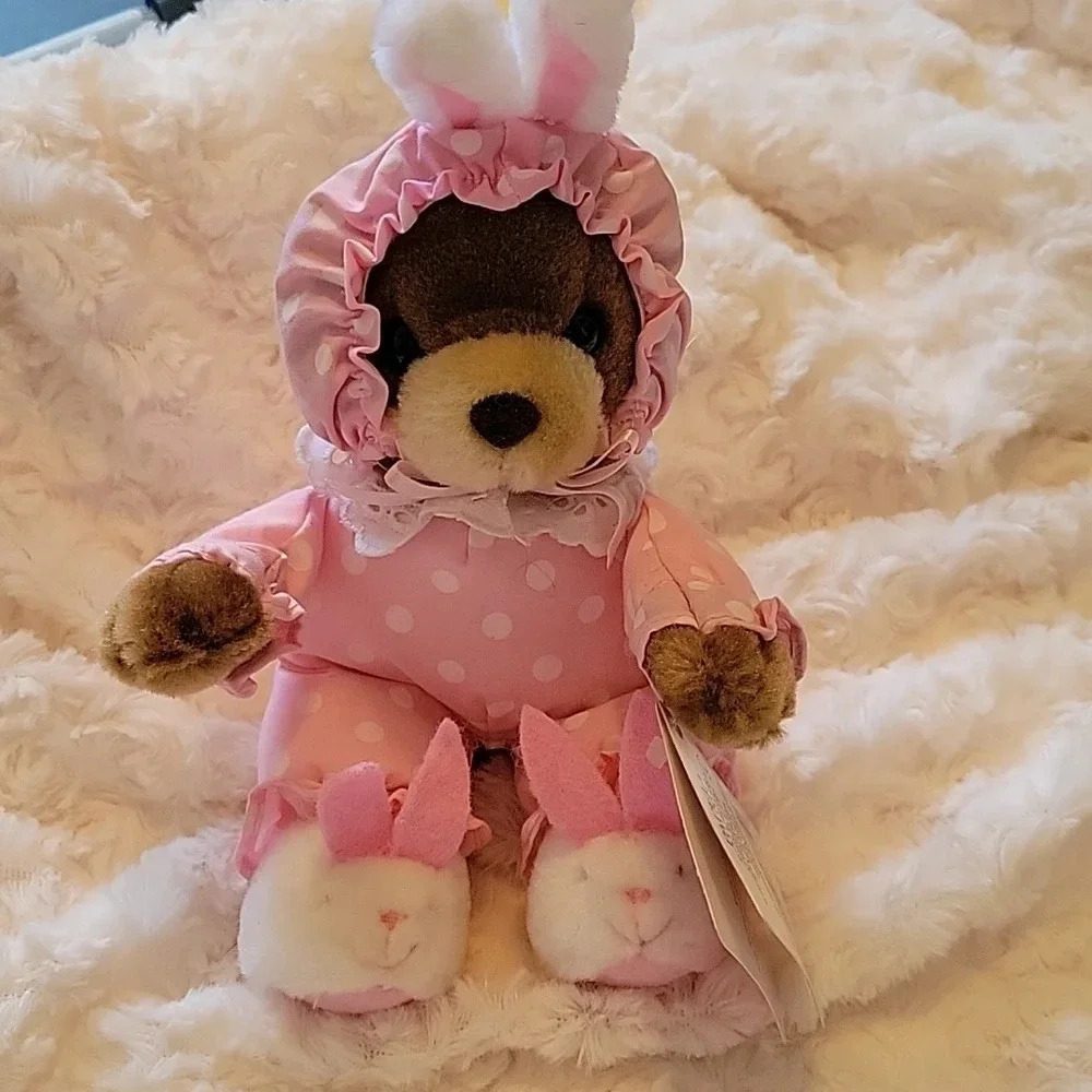 🌴3/$15🌴 Vintage Pink Polka Dot Papel Bearly Bunny Jr in costume kids - Picture 4 of 15